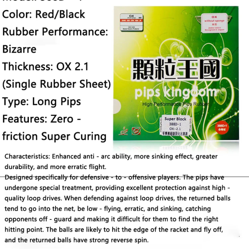 Cured Long Pips OX 탁구 고무 Yaosi - Table Tennis Zlc 리뷰 및 가격